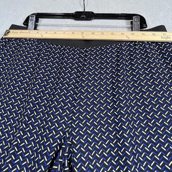 Ann Taylor Pants Womens 12 Black Blue Geometric Pull On Trousers Career Pockets - Picture 6 of 12
